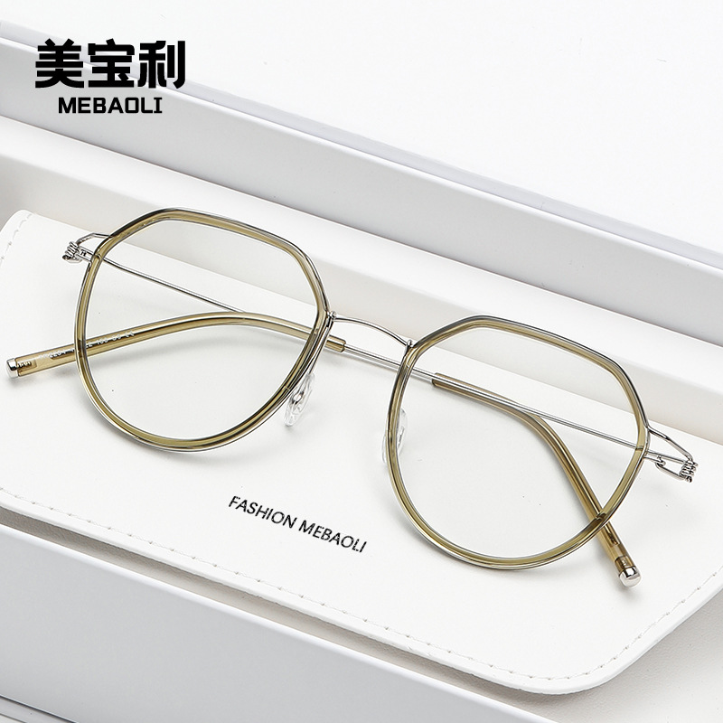 新款韩版椭圆超轻无螺丝高级感时尚眼镜女素颜防蓝光近视眼镜框架