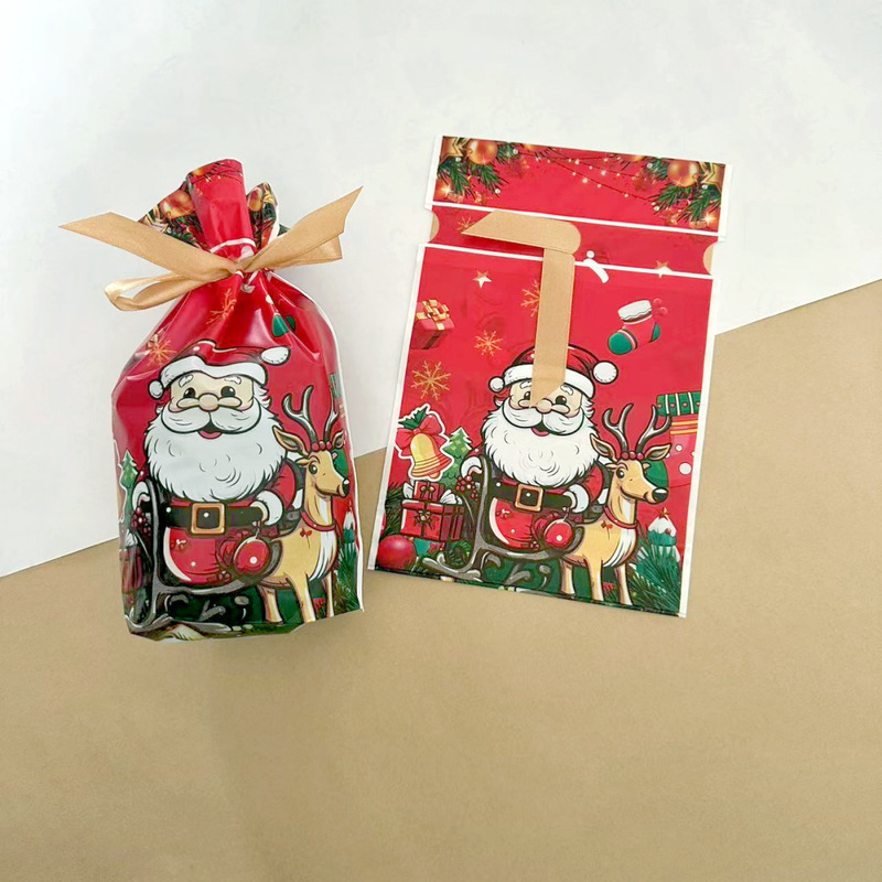 クロスボーダークリスマスプラスチック包装袋、スノーフレーククリスプ巾着袋、ホリデーベーキングビスケット、キャンディギフトバッグ卸売|undefined