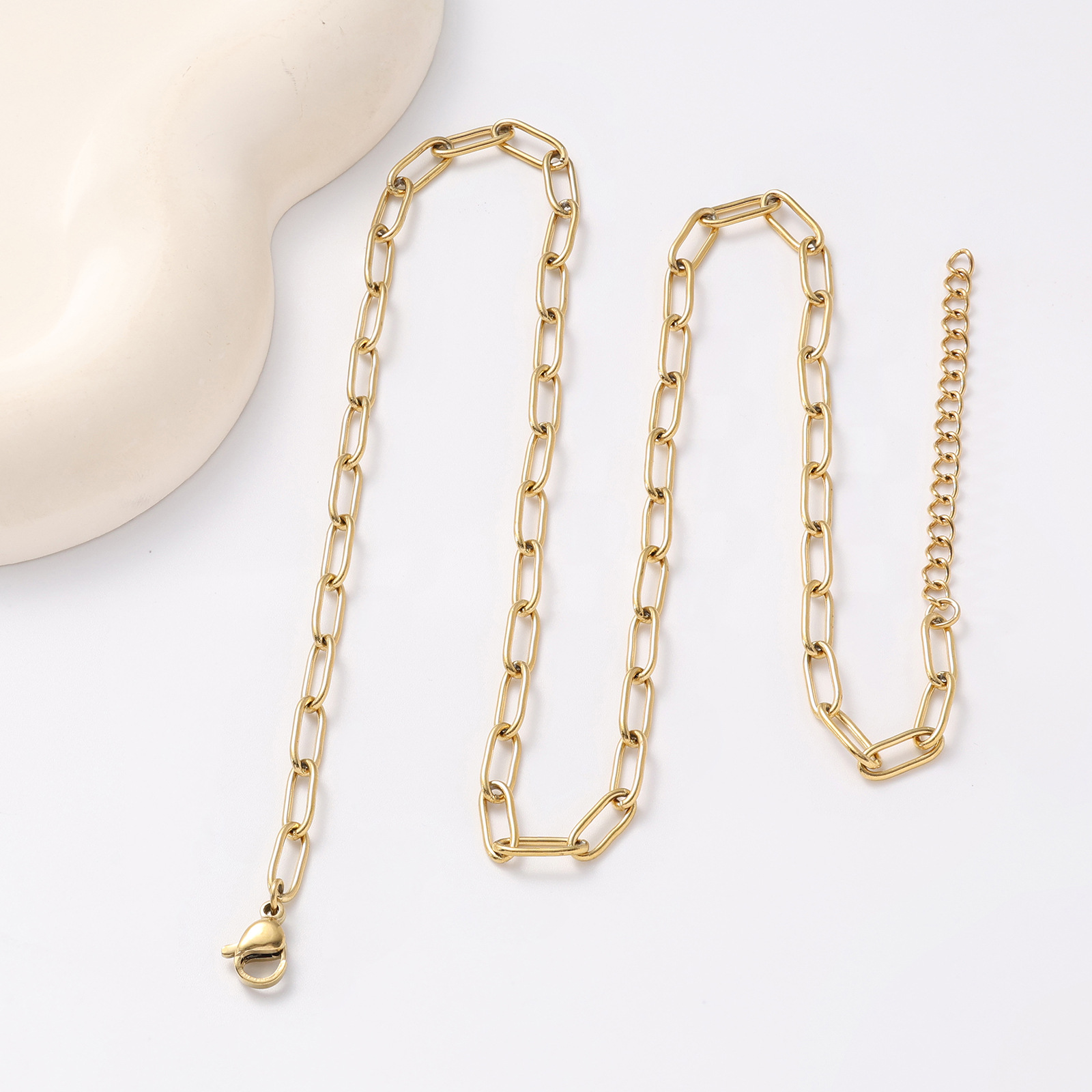Daily, Street Occasion 304 Stainless Steel Material Wholesale Jewelry Basic Simple Style Geometric 304 Stainless Steel Plating Cable Chain Chain Necklace