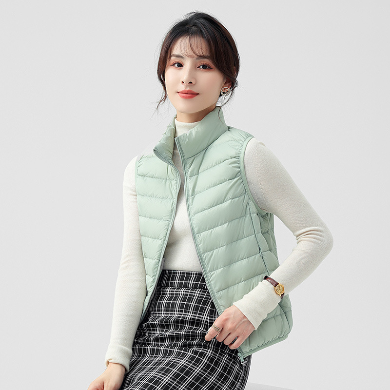 2023 New Autumn and Winter Thin Short Stand Collar 90% White Duck down Warm Waistcoat Vest down Vest Women's Outerwear 2023 New Autumn and Winter Thin Short Stand Collar 90% White Duck down Warm Waistcoat Vest down Vest Women's Outerwear