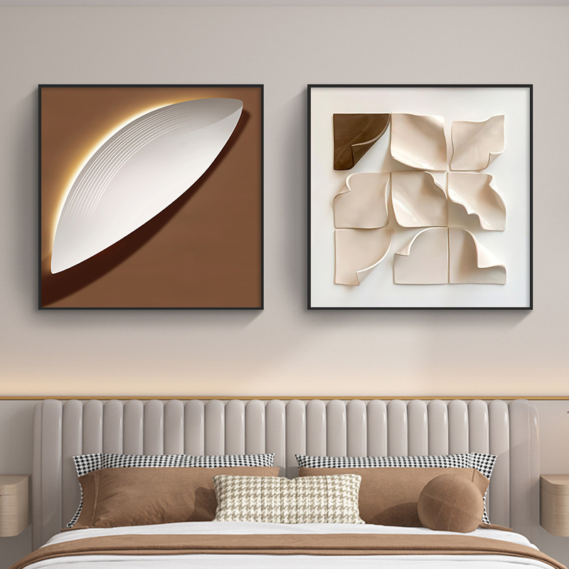 Wabi-Sabi Style Abstract Decorative Painting, Modern Minimalist Style Decorative Painting, Bedroom Bedside Square Art Painting, Dining Room