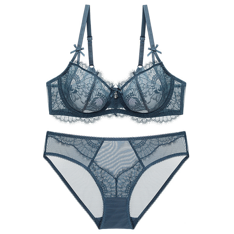 Lace Lingerie Summer Non-Padded Bra Set for Large Busts, Sexy Push-Up Bra Set with a Unique and High-End Feel