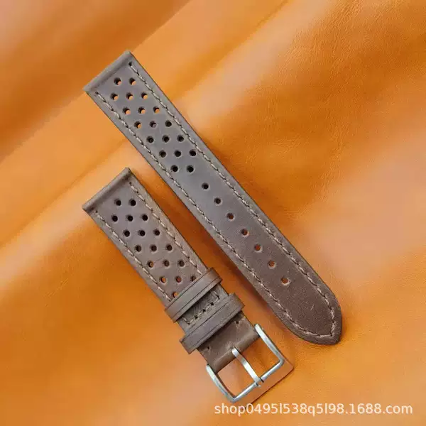 Spot Porous Breathable Watch Strap Suitable for Huawei Apple Samsung Universal Watch Strap Double-Sided Leather Watch Strap Manufacturer