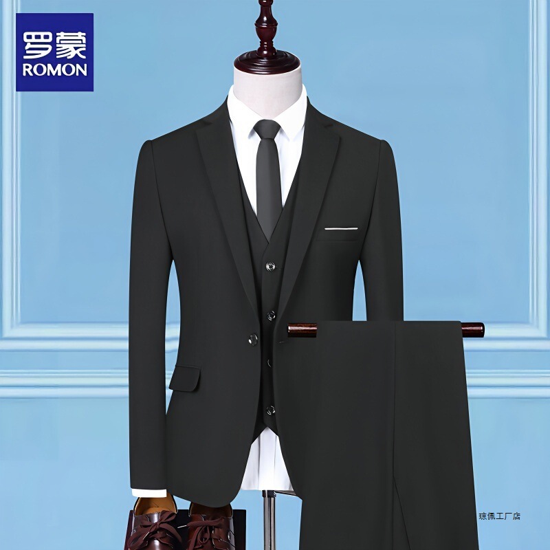 Romon Classy New Suit Suit Men's Business Formal Wear Professional Interview Casual Suit Groom Wedding Dress