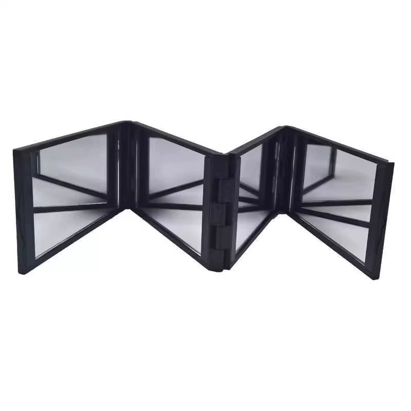 Handheld portable foldable rear view mirror