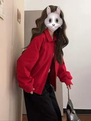 美式复古红色夹克外套女春秋季2025新款早秋韩系穿搭棒球服短上衣