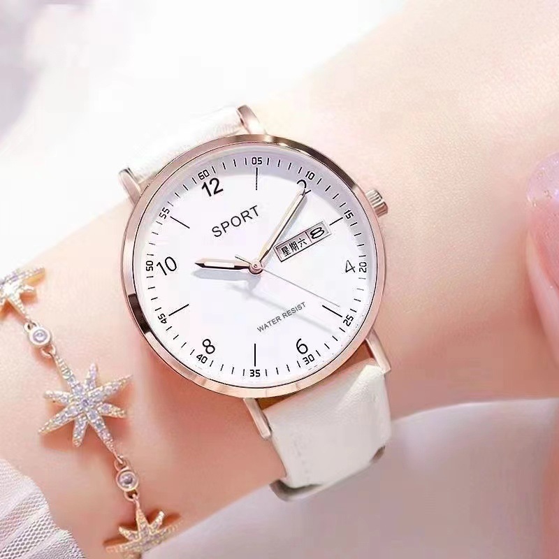 Watch for Women, Middle and High School Students, Calendar, Luminous, Simple Belt, Temperament, Light Luxury, High-End, Waterproof Wholesale