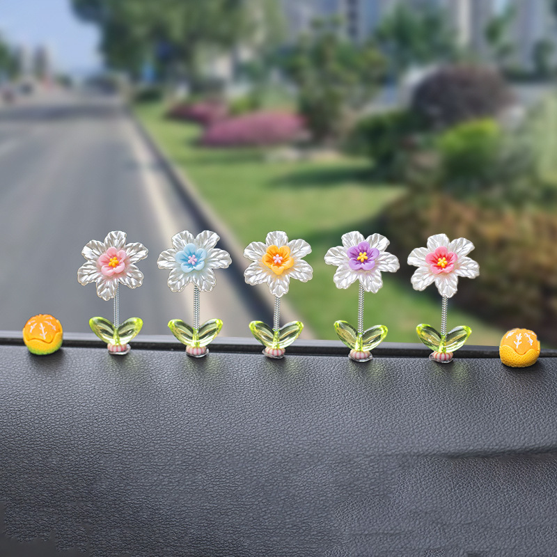 2024 nueva flor clara de verano decoración de la cabeza del coche de la consola central del coche decoración de la flor de la trompeta
