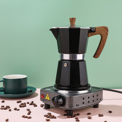 Seiko octagonal aluminum Moka pot, classic Italian color coffee pot, espresso bean powder, hand-brewed filter coffee