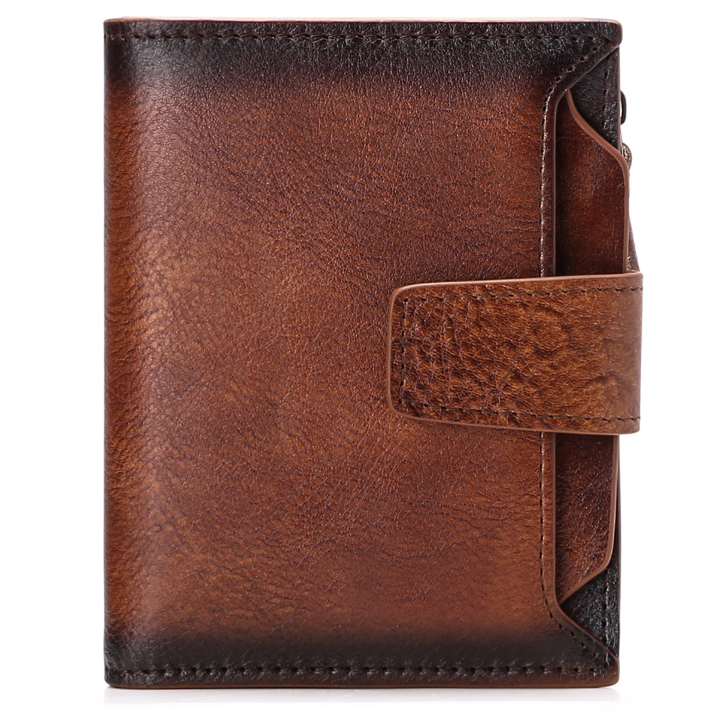 Men'S Short Leather Wallet Full Head Leather Korean Fashion Casual Wallet Driver'S License Wallet