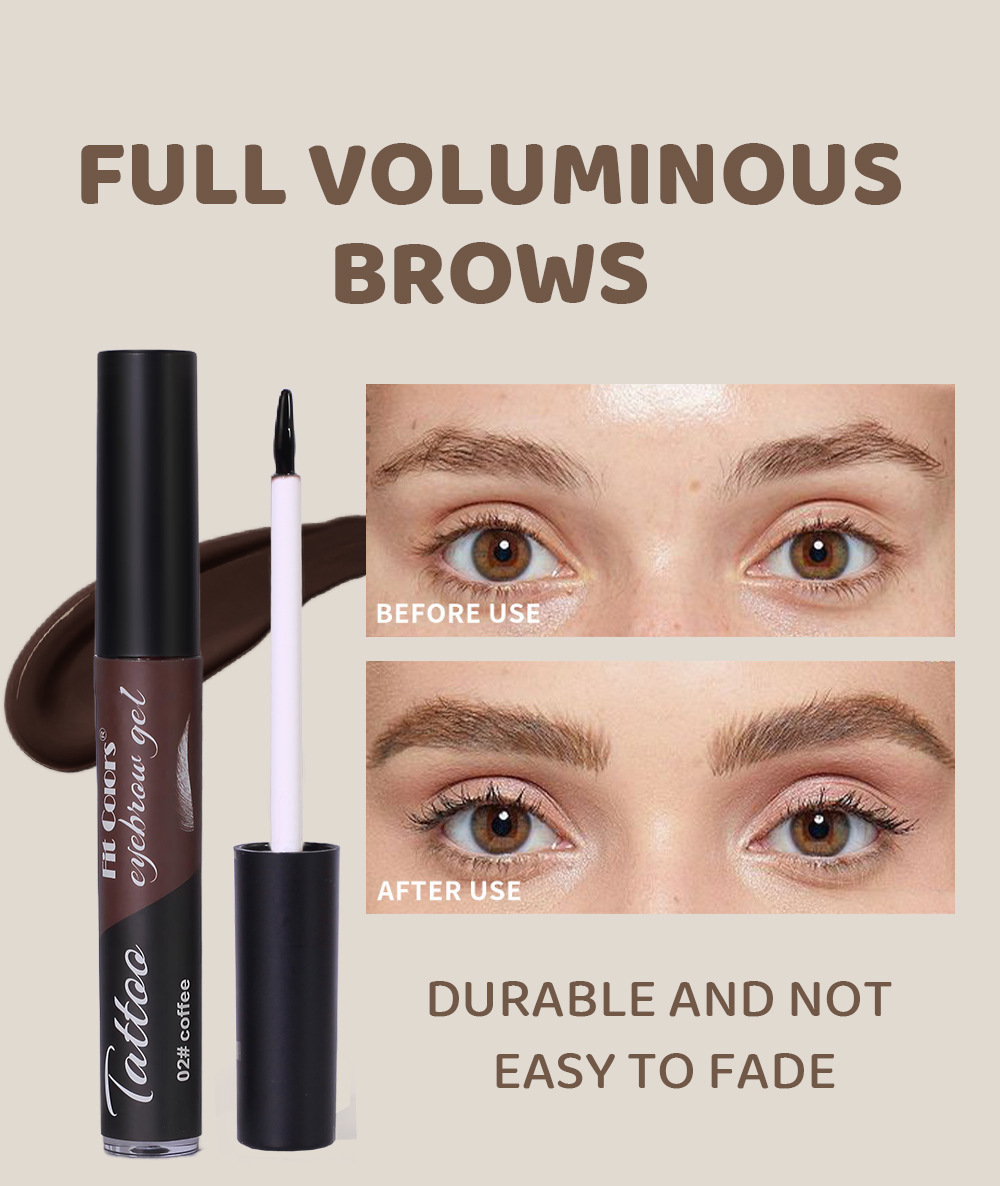 Fit Colors 4-color peel-off eyebrow Gel is water-resistant and does not smudge. It is a three-dimensional eyeliner and eyebrow gel undefined