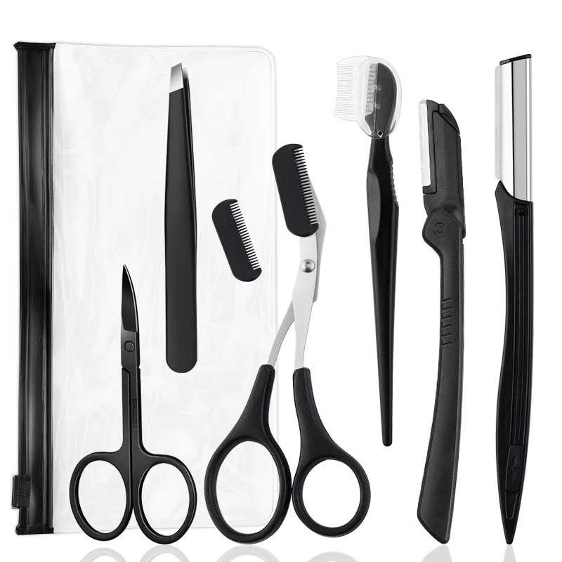 Eyebrow Trimming Kit, multi-piece grooming set with anti-scratch trimmer & precision tweezers