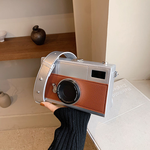 Personalized Camera Bag 2024 New Korean Style Fashion Patchwork Ins Internet Popular Women's Crossbody Radio Box Bag