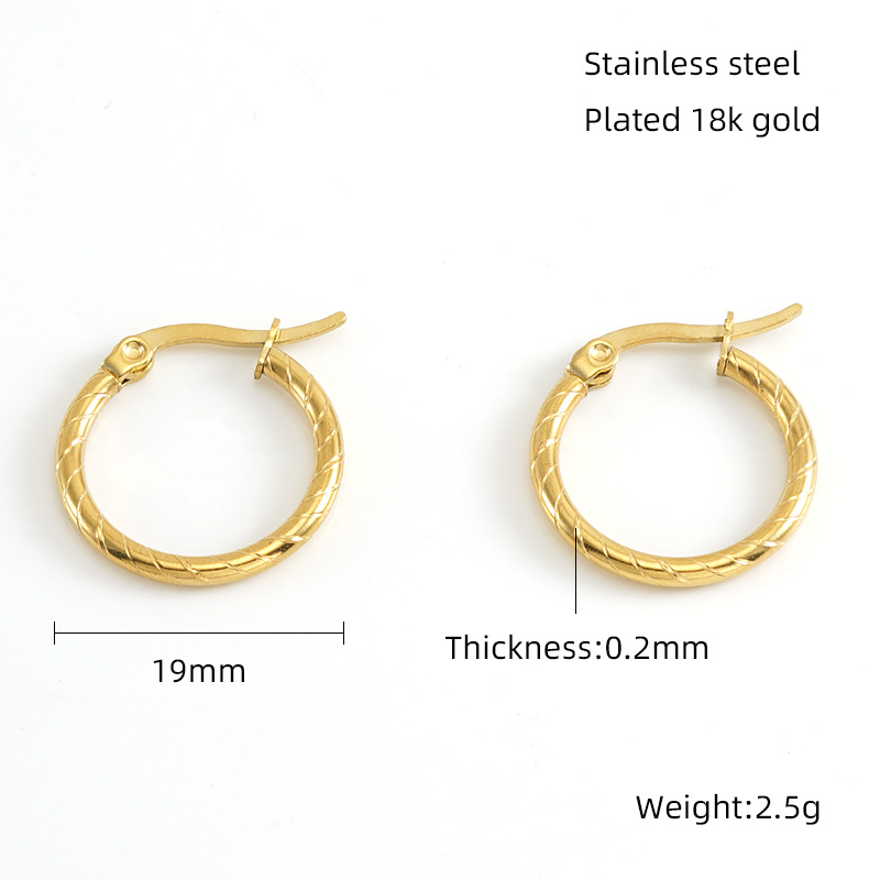 Pendientes redondos de acero titanio europeo y americano para mujer, pendientes de clip de acero inoxidable 18k simples y de alta gama, pendientes de aro al por mayor