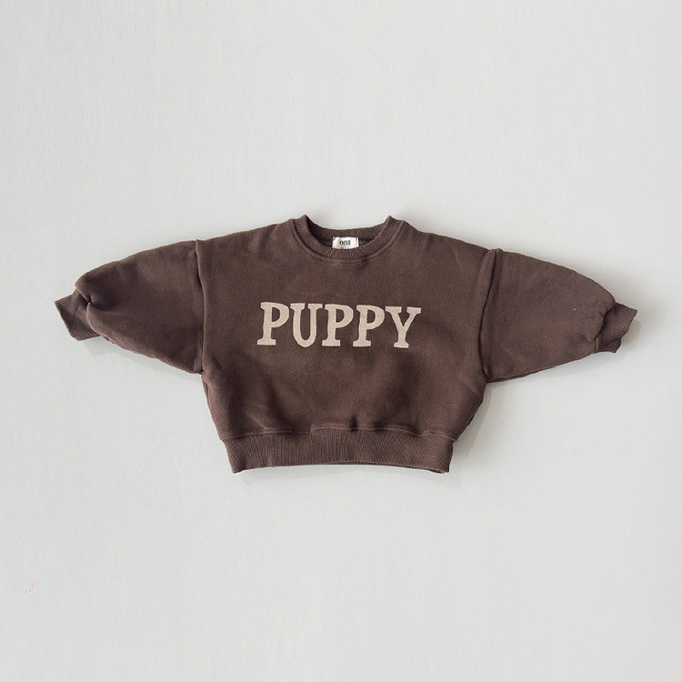 Sudadera de manga larga con estampado de letras para niños, estilo coreano, ropa infantil, top de primavera para bebés, ropa holgada de primavera para niños
