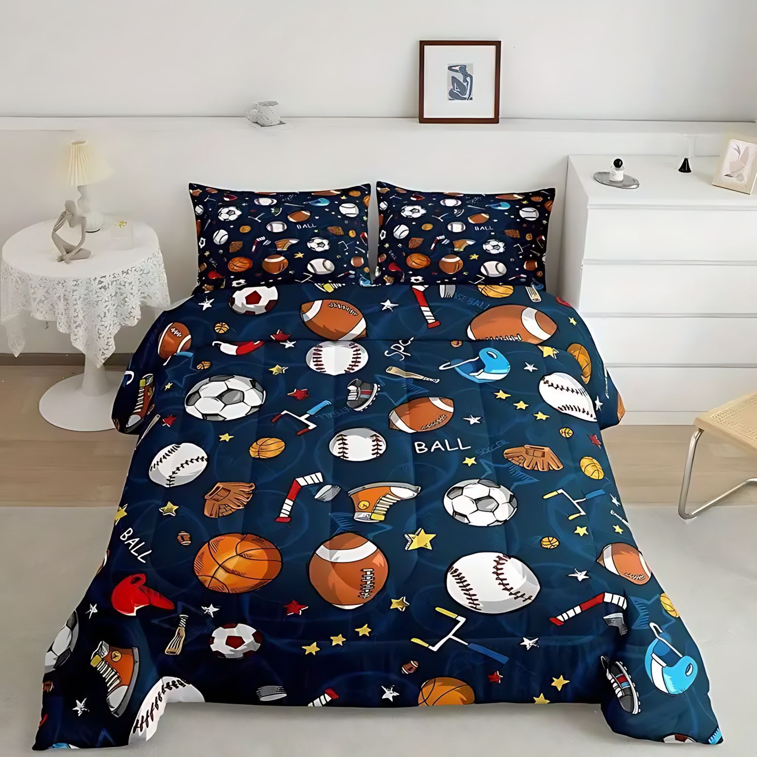 TEMU / JIT moda clásica liga de fútbol abrasión digital impresión set fuente de fabricantes de edredón puede fijarse