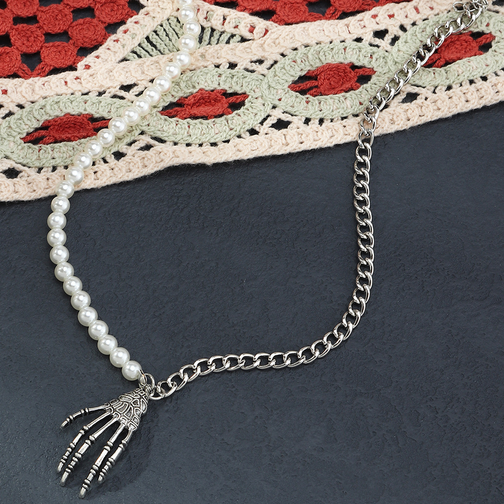 Punk Stitching Chain Halloween Ghost Claw Pendant Necklace Wholesale Nihaojewelry