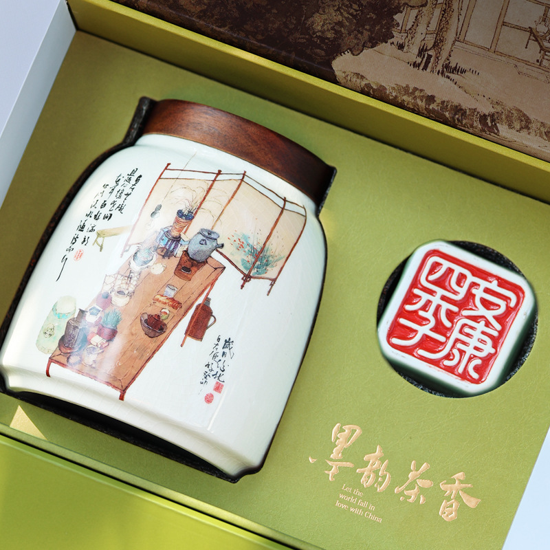 New product pre-Qingming green tea gift box packaging, souvenir gift porcelain bottle teacup white tea Biluochun manufacturer discount gift box