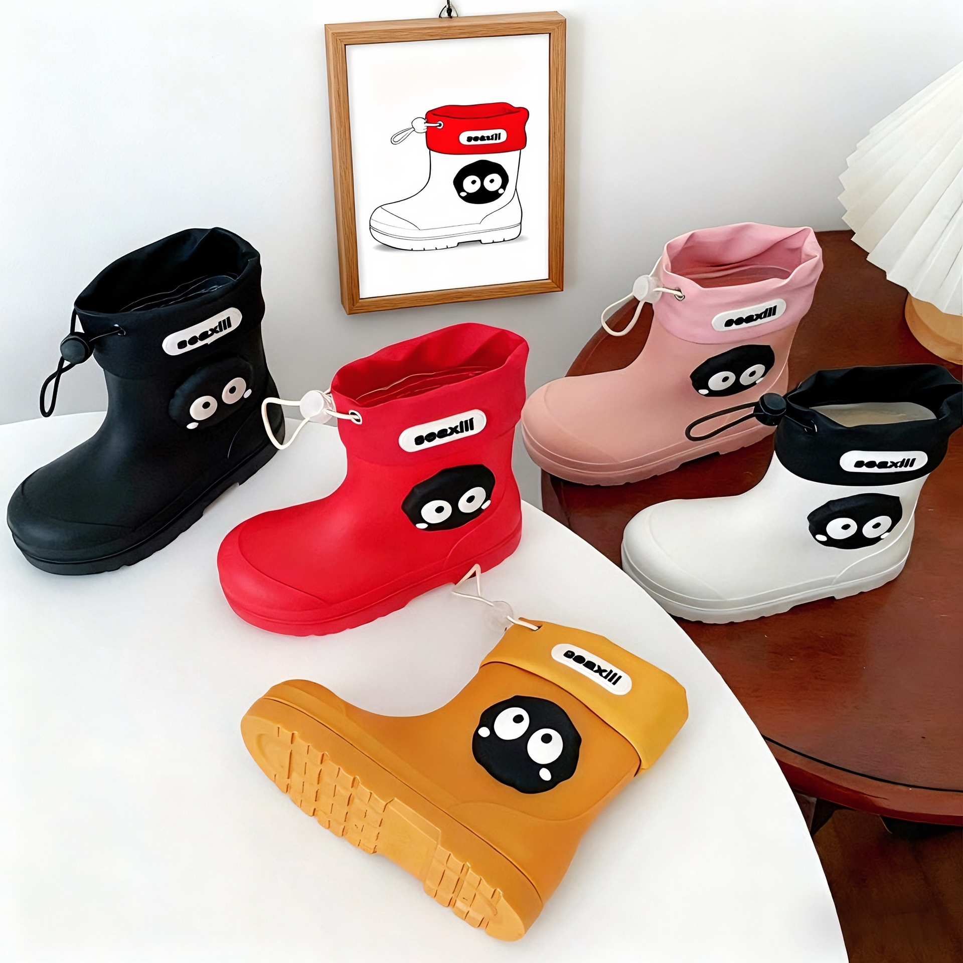 New Popular Four-Season Children's Rain Boots Cross-Border Kindergarten Rain Boots Student Rubber Shoes for Middle-Aged and Older Boys and Girls Non-Slip Waterproof Shoes
