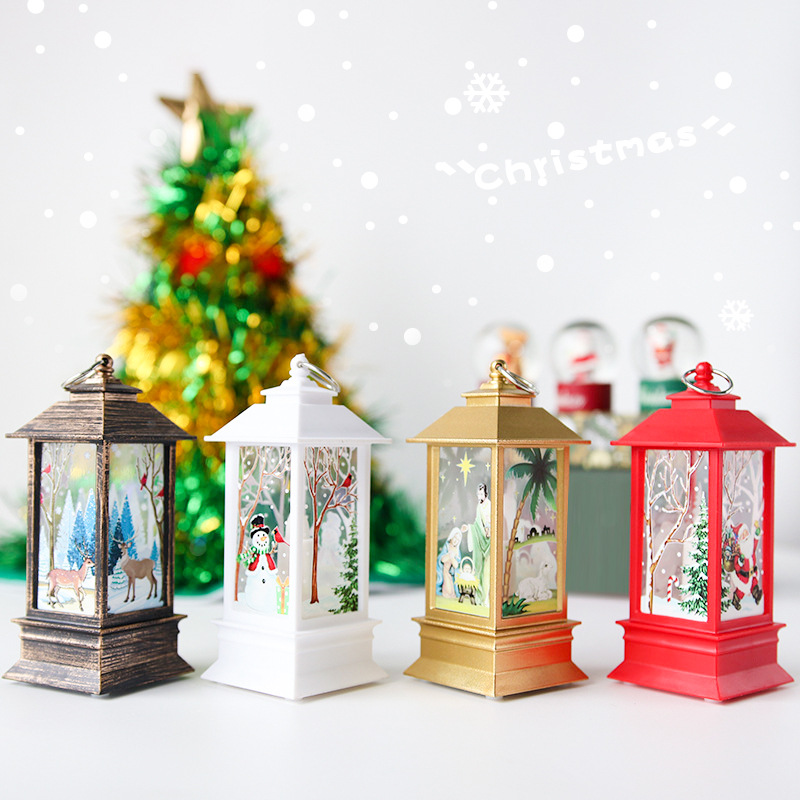 Navidad viento lámpara sueño noche lámpara pequeña lámpara de aceite llama vela candelabro Navidad iluminación decoración de escritorio