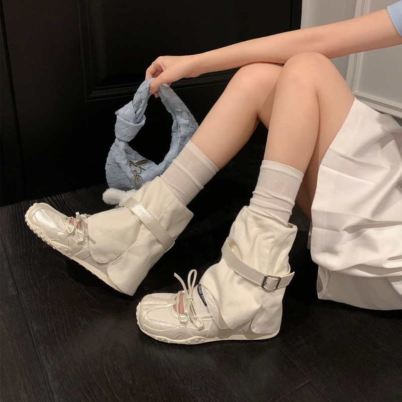 稳叔同款罗曼克～芭蕾舞鞋女厚底德训单鞋玛丽珍鞋凉靴堆堆短筒靴|undefined