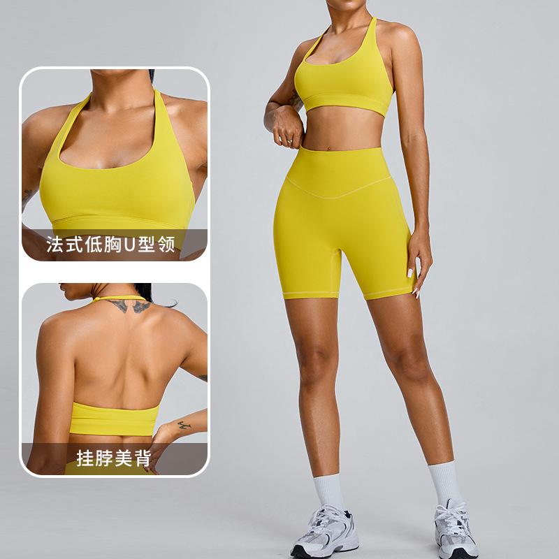 Verano nuevo desnudo cuello colgante ropa interior deportiva chaleco de yoga femenino reuniendo belleza de espalda deportiva bra de fitness chaqueta superior