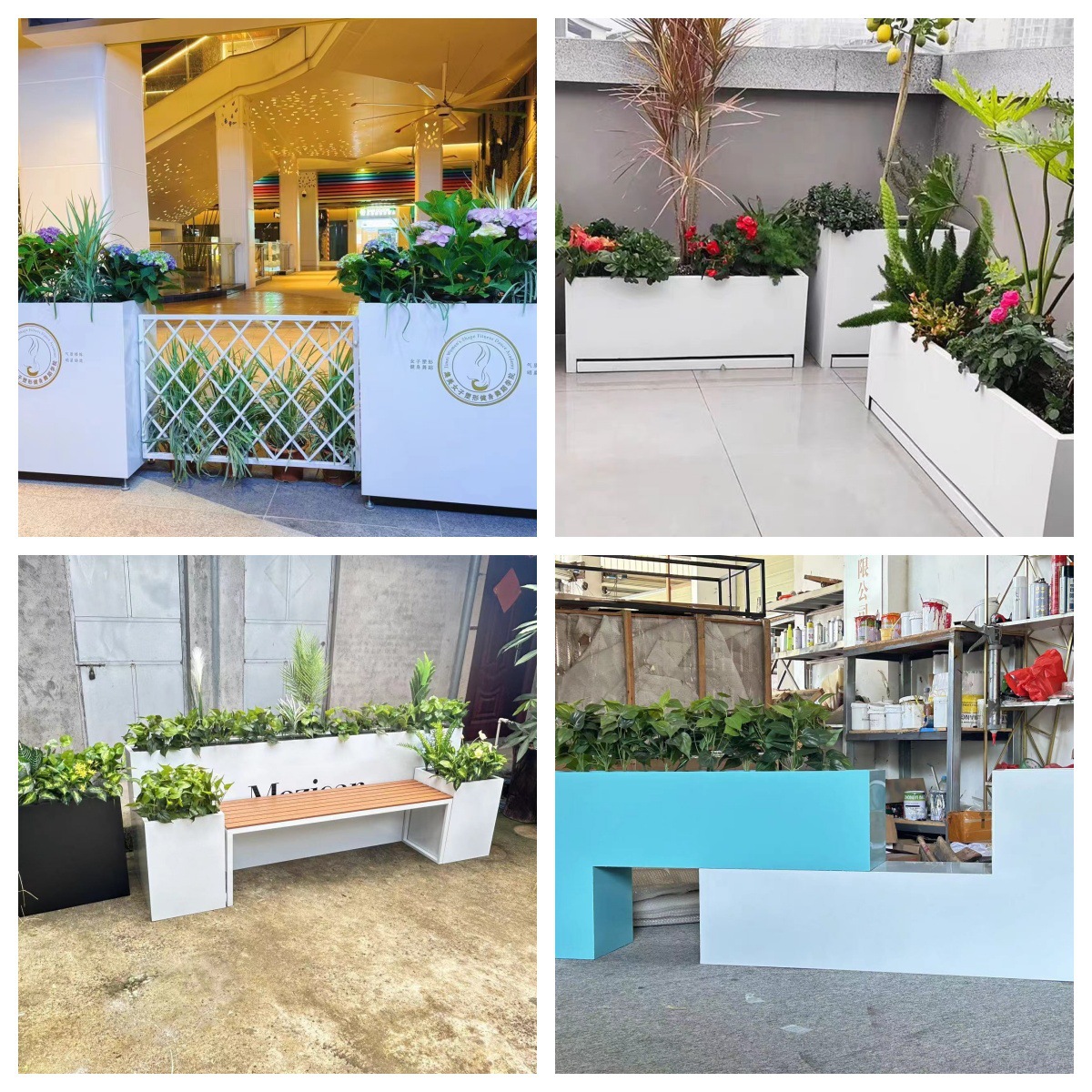 户外不锈钢花箱组合镀锌钢太阳能发光花槽酒吧外摆围栏商业街花坛