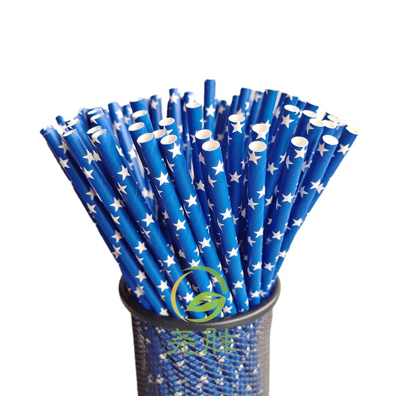 Paja estrella de cinco puntas desechable biodegradable paja de papel Kraft fiesta pastelería decoración jugo bebida paja