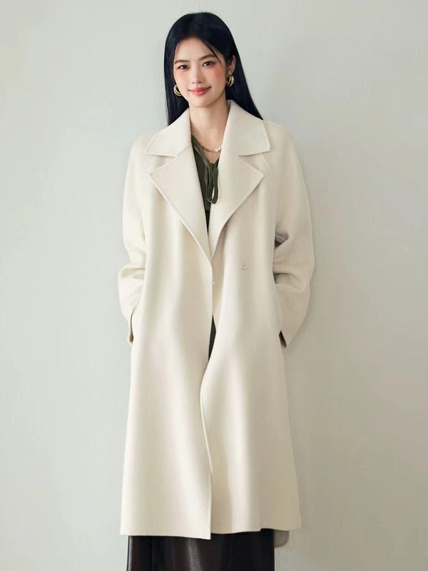 伊*L女装2025秋季新款重工羊毛大衣翻领双面毛呢外套女1G9970081|undefined
