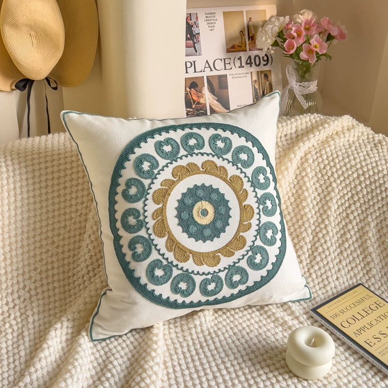 Towel, cloth for bed, tape, sofa, pillow, flowered, with embroidery