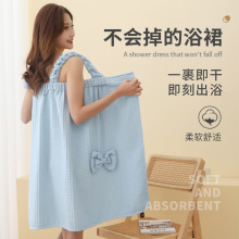 超细纤维成人吊带 浴裙女夏季不易掉毛魔术贴可穿浴袍浴裙批发