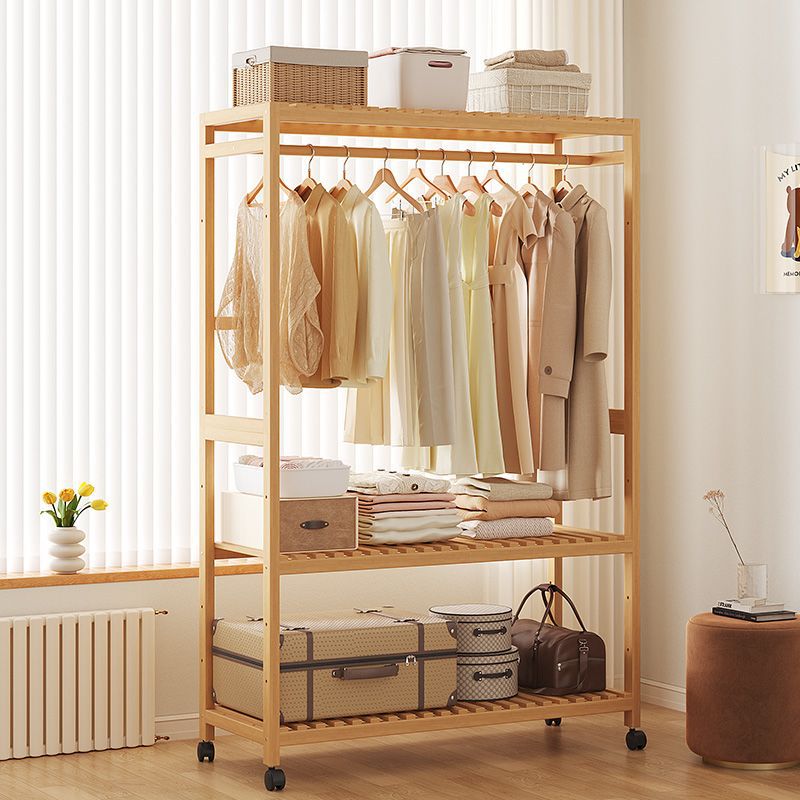 Simple Coat Rack with Wheels, Floor-Standing Clothes Rack, Thickened Vertical Wardrobe Rack for Bedroom, Home Clothes Storage