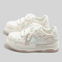 蓓尔高颜值星星扎染厚底板鞋女 春季新款百搭休闲丑萌女鞋B1622