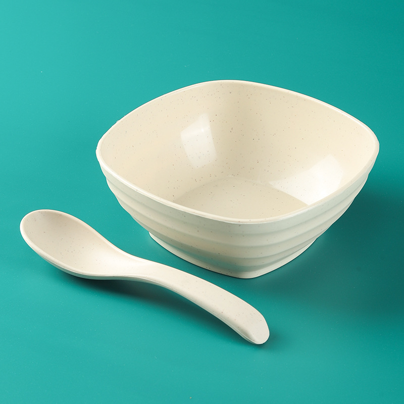 Tazón cuadrado de 5.5 pulgadas, juego de 4, tazón cuadrado para sopa de 500 ml color trigo, tazón para niños, irrompible, tazón para comer en el hogar, tazón para agua con azúcar