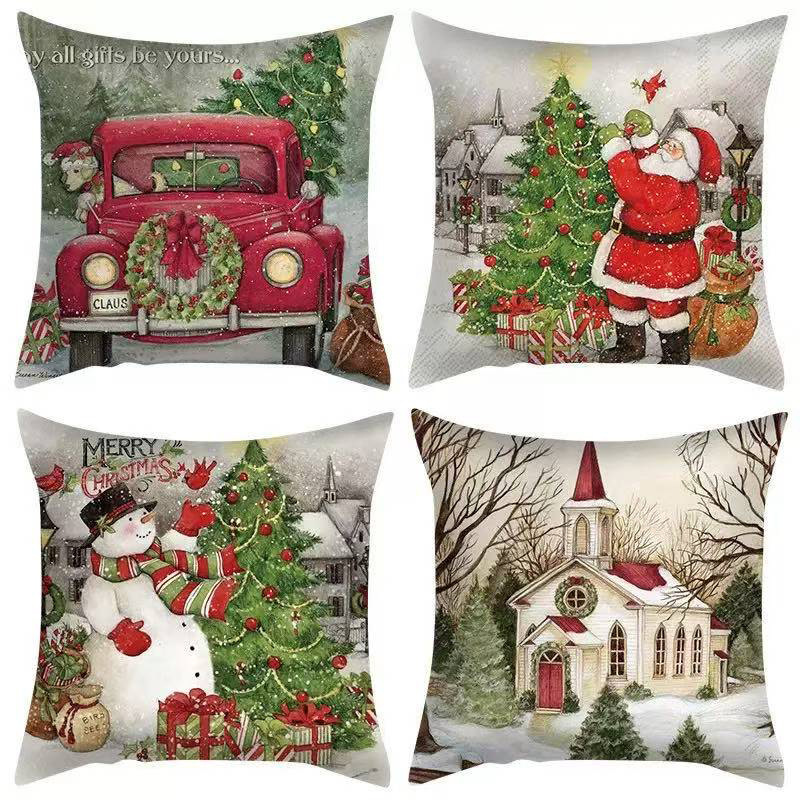Navidad almohada cubierta de decoración para el hogar almohada de la sala de estar sofá cojín cubierta de dormitorio almohada de cabeza fábrica al por mayor