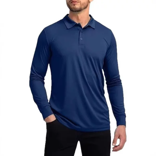 2026 Spring and Autumn New Long Sleeve Polo Shirt 3D Printed Golf Solid Color Outdoor Casual Lapel Top Men's Clothing