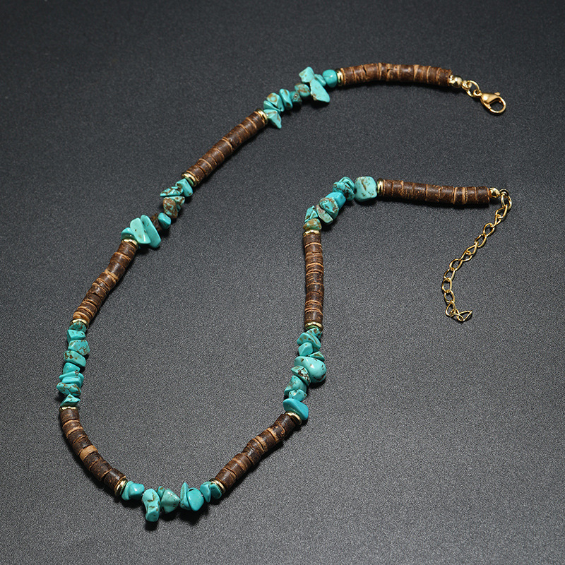 Men'S Gender Bohemian Geometric Coconut Shell Glass Gravel Beaded Men's Necklace