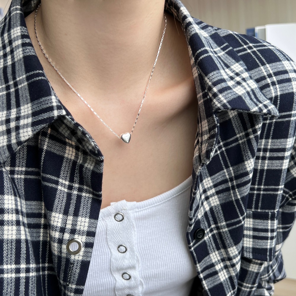 1 Piece Quantity 925 Sterling Silver Plating Heart Shape Necklace