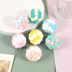 Macaron color compact cat bell toy colorful bell elastic hair ball interactive chasing pet supplies wholesale