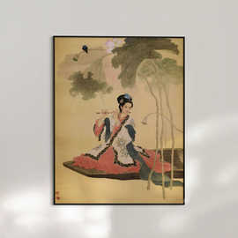 江山美人 新中式古典人物装饰画中古风装饰画客厅餐厅玄关挂画