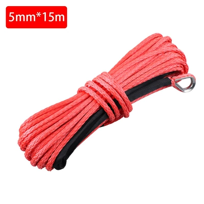 7700 pounds electric winch rope nylon high strength fiber rope 5/6/7mm x 15m car tow rope tow belt (Trailer rope/net/strap) - 5mmx15m-red