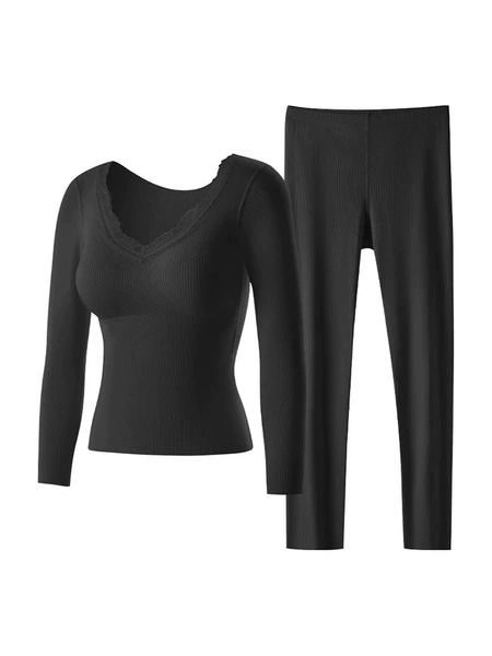 Slim black suit [top + pants] [7A cashmere silk]