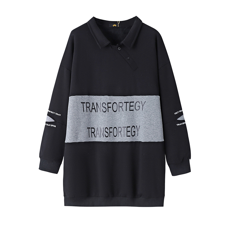 Damenbekleidung Damen Langer Plus Samtpullover Winter Neues dickes Mädchen Polokragen Splicing Top_voghion.com