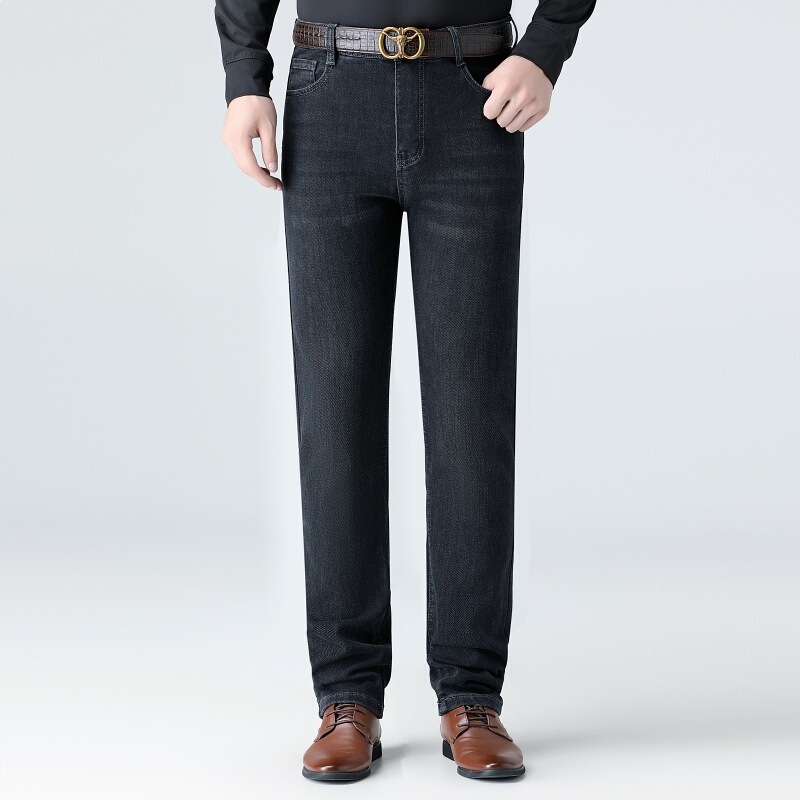 High-End Brand Jeans for Men, New Spring and Summer Style, Loose Straight-Leg, Middle-Aged Business High-Waisted Thin Casual Pants High-End Brand Jeans for Men, New Spring and Summer Style, Loose Straight-Leg, Middle-Aged Business High-Waisted Thin Casual Pants