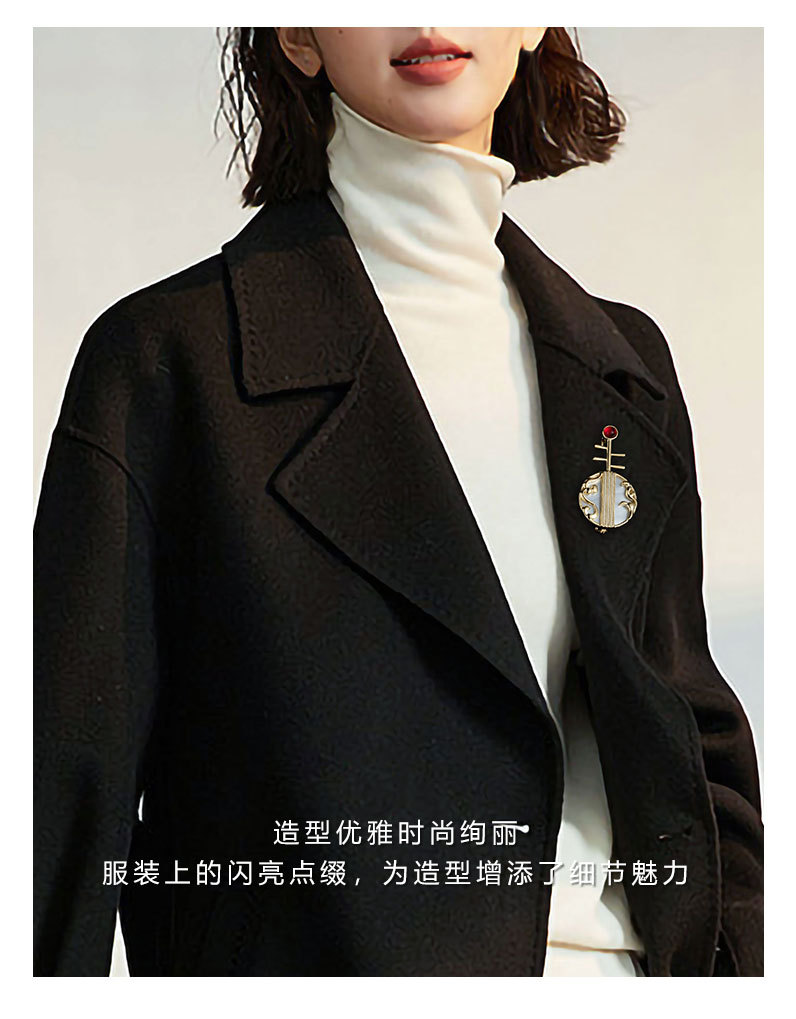 宫廷古典国风乐器胸针天然贝壳精致琵琶胸花新款个性别