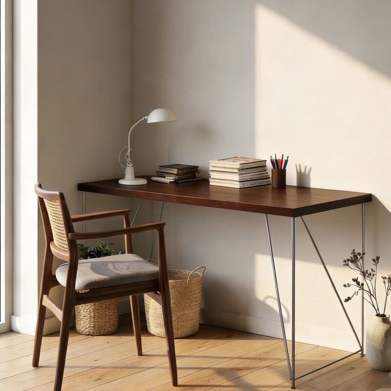 Solid Wood Large Board Double Desk for Home Use, Long Table for Bedroom, Vintage Style Computer Desk, Study Writing Desk, Office Desk