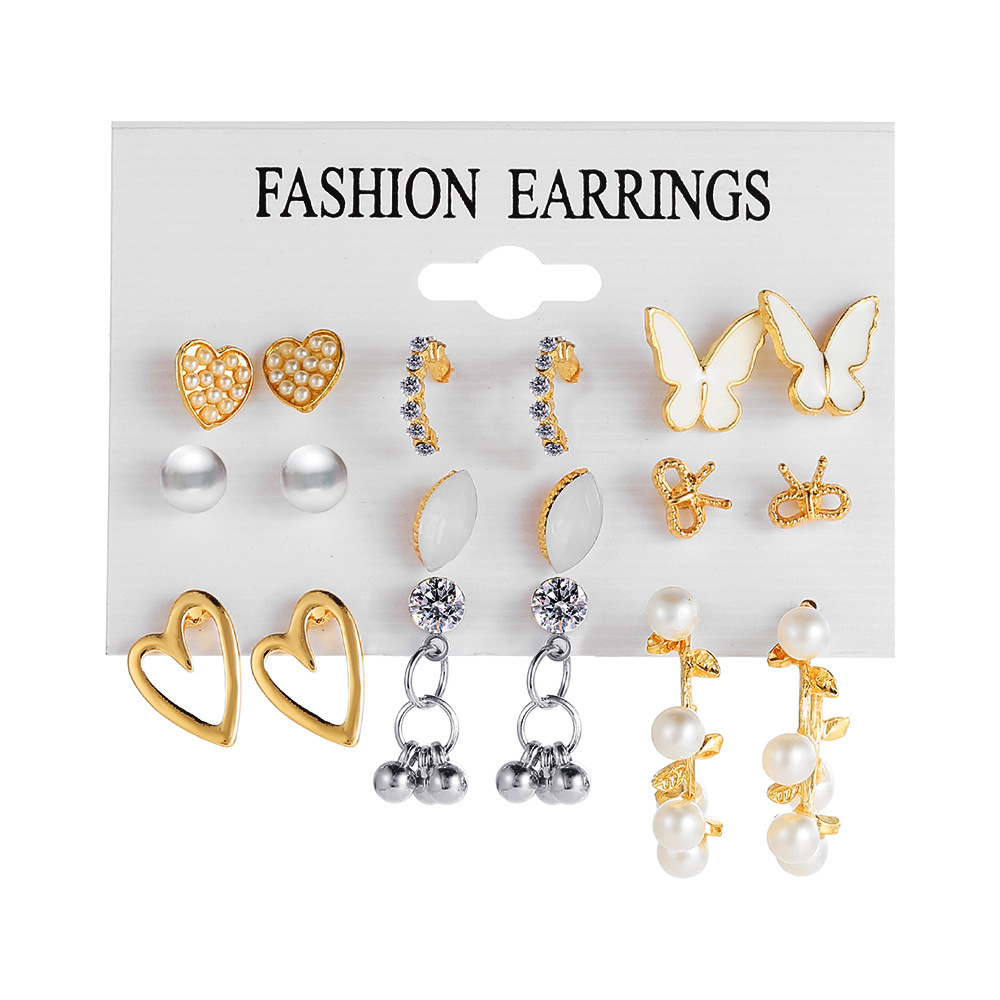 Fashion Heart Shape Bow Knot Alloy Inlay Artificial Pearls Zircon Women's Drop Earrings Ear Studs 1 Set display picture 9