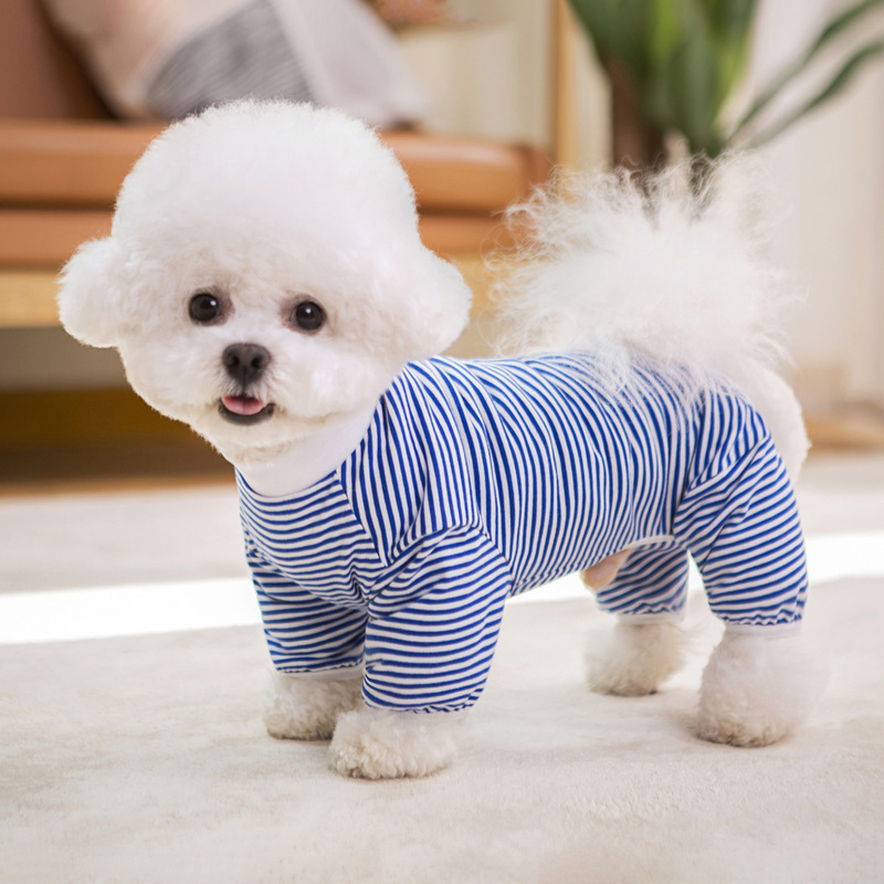 中小型犬春夏ストライプ四足純綿家庭テディ比熊かわいいペット犬服卸売りクロスボーダー|undefined
