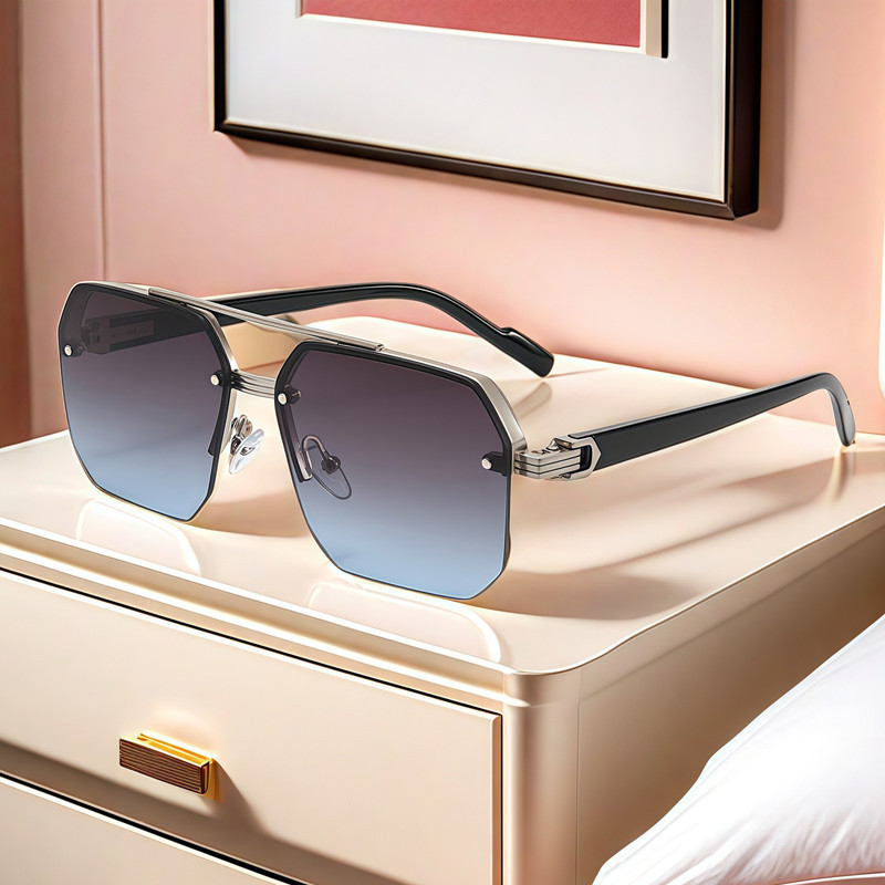 Cross-Border Popular European and American Square Half-Frame Men's Sunglasses Amazon Driving Glasses Men's Foreign Trade Best-Selling Models Cross-Border Popular European and American Square Half-Frame Men's Sunglasses Amazon Driving Glasses Men's Foreign Trade Best-Selling Models