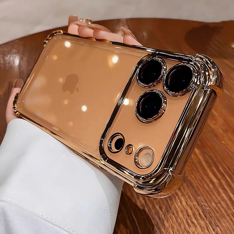 适用苹果17手机壳四角防摔气囊 iPhone 17 Pro电镀保护套厂家直销